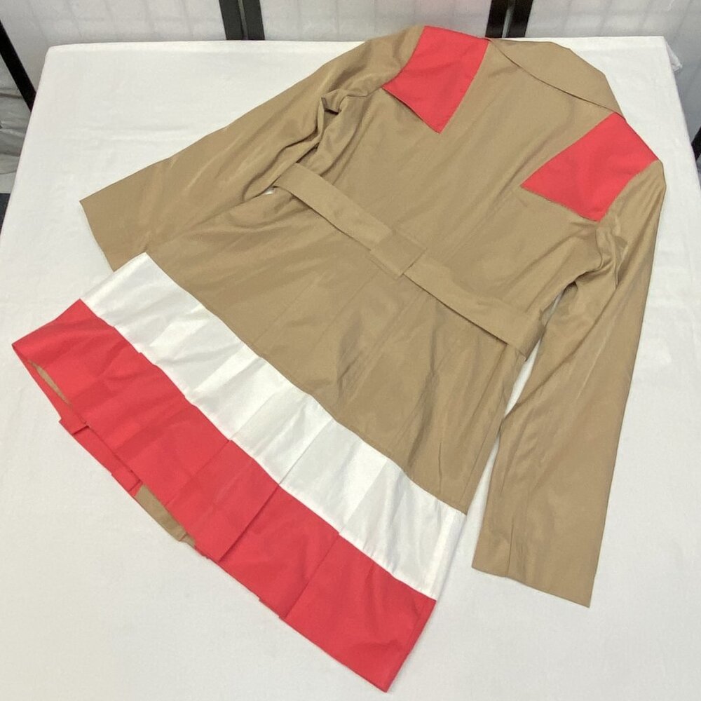 Vintage Iman Platinum Pleated Trench Coat Beige Pink White Classic L Rain Jacket - Picture 10 of 13